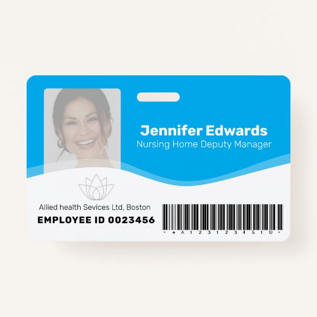 Health essential workers identification photo ID Badge (Front)
