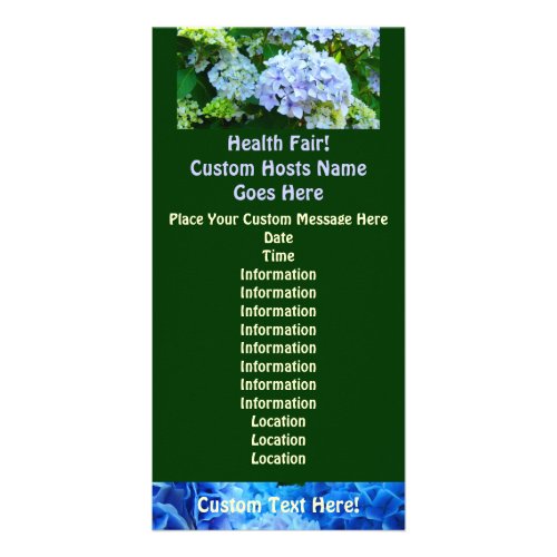 Health Fair Custom Event Cards Blue Green Garden