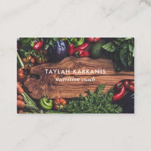 Health Field Vegetables Cutting Board  Business Card (Front)