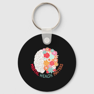 Health Flower Brain Suicide Awareness And Preventi Keychain