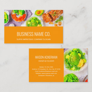 Health / Food Business Cards / Orange BG