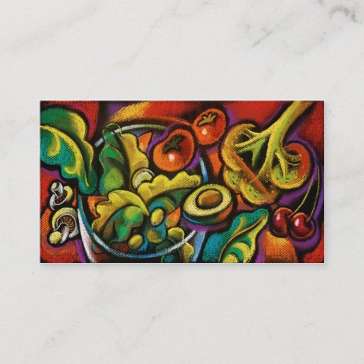 Customizable Health food salad art business cards