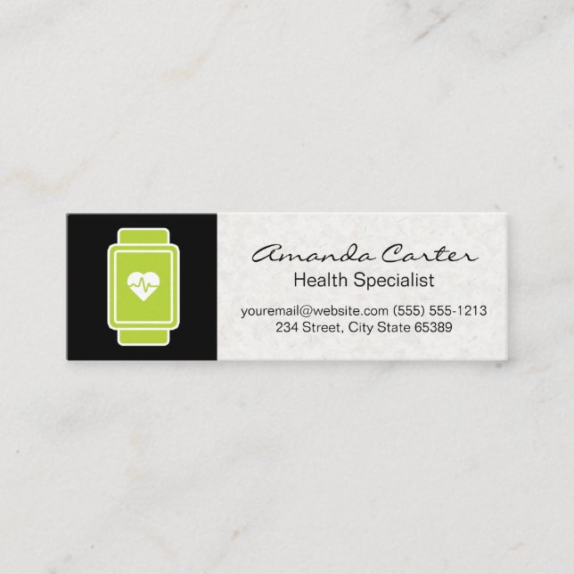 Health | Green Heart Rate Monitor Mini Business Card (Front)