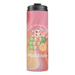 Health Has No Price with Name Marble Thermal Tumbler