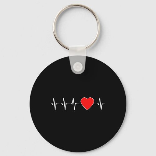 Health Heartbeat Ekg Red Heart Disease Awareness M Keychain