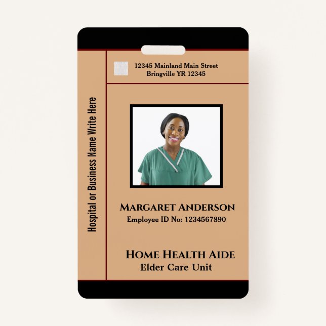 Health Hospital Worker ID Identification Card Badge (Front)