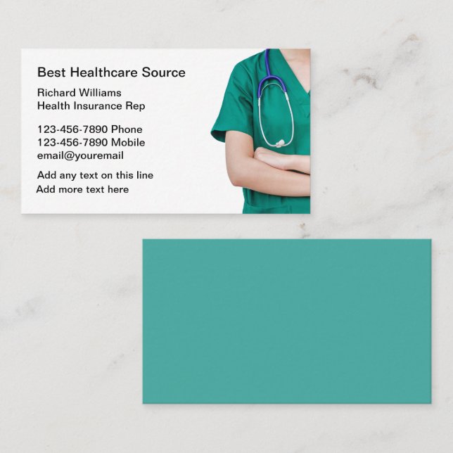 Health Insurance Medicare Rep Business Card (Front/Back)