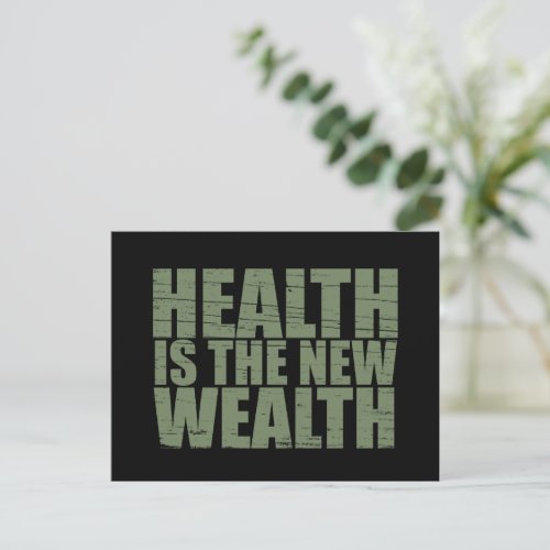 Health is the new wealth holiday postcard