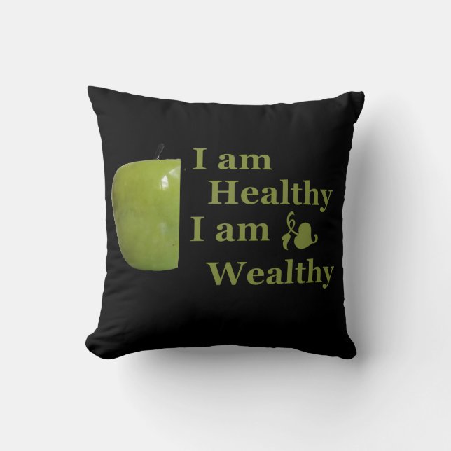 Health is wealth motivational positive quotes throw pillow (Front)