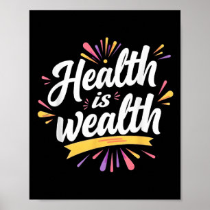 Health Is Wealth _ Motivational Quote Design Poster