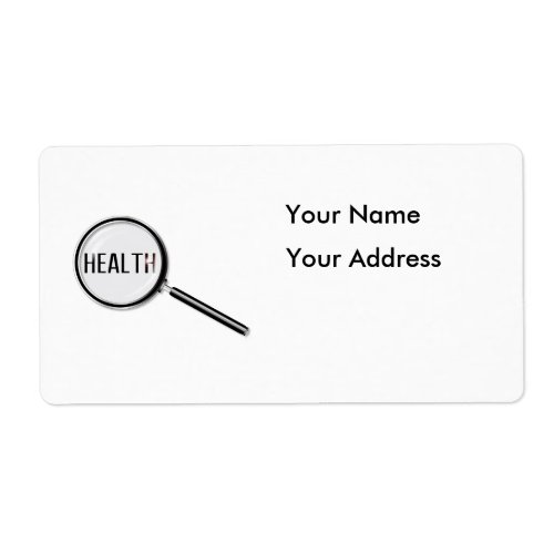Health Magnifying Glass Label
