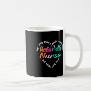 Health Nurse Heart Word Cloud Watercolor Rainbow Coffee Mug