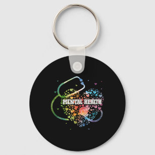 Health Nurse Watercol Love Heart Scrub Stethoscope Keychain