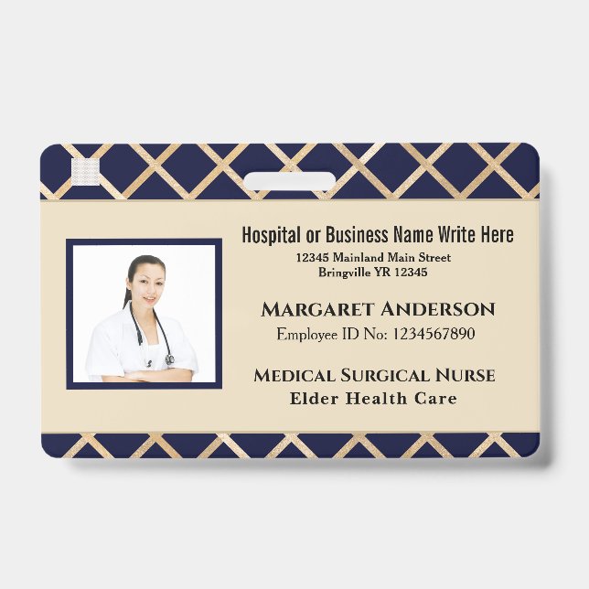 Health Nurse Worker ID Identification Card Custom Badge (Front)