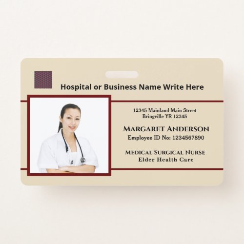 Health Nurses Hospitals Service Custom Photo ID Badge