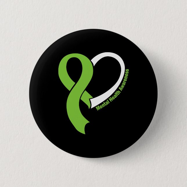 Health Problems Awareness Month May Lime Green Rib Button (Front)