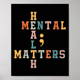 Health Problems Awareness Semicolon Boys Girls Ret Poster