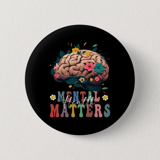Health Problems Brain Illness Awareness Vintage Gr Button (Front)
