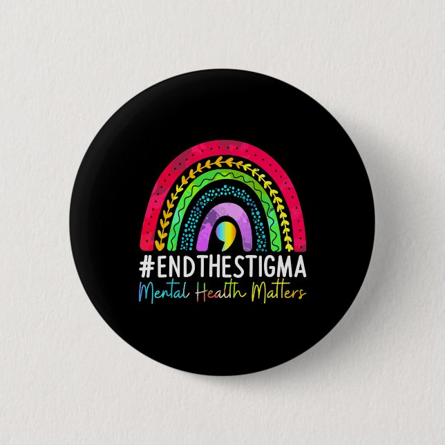 Health Problems End The Stigma Rainbow Boho  Button (Front)