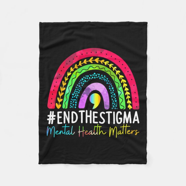 Health Problems End The Stigma Rainbow Boho  Fleece Blanket (Front)