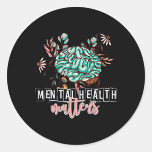 Health Problems Flower Mind Brain Self Care Awaren Classic Round Sticker