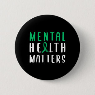 Health Problems Green Ribbon  Button