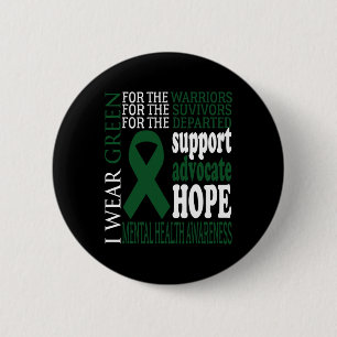 Health Problems Green Ribbon Mental Health Awarene Button