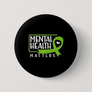 Health Problems Green Ribbon Mental Health Awarene Button
