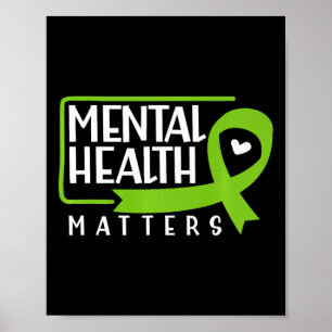 Health Problems Green Ribbon Mental Health Awarene Poster