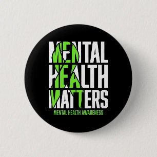 Health Problems Green Ribon Mental Health Awarenes Button
