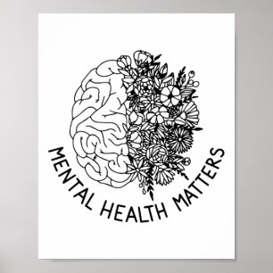 Health Problems Human Brain Flowers Health Awarene Poster