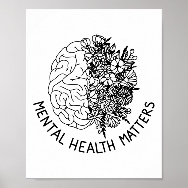 Health Problems Human Brain Flowers Health Awarene Poster (Front)