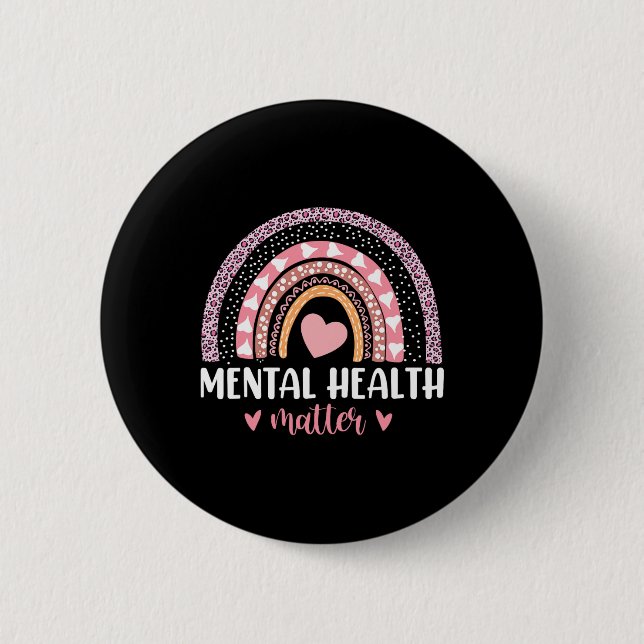 Health Problems Leopard Heart Pink Rainbow Awarene Button (Front)