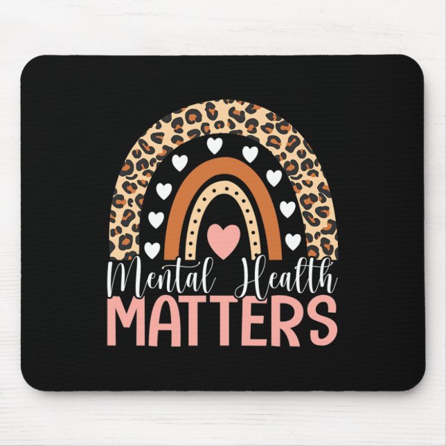 Health Problems Leopard Print Boho Rainbow Awarene Mouse Pad (Front)