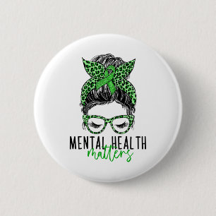 Health Problems Messy Bun Woman Neurodiversity Emo Button