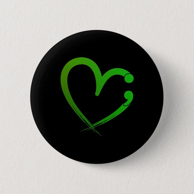 Health Problems Semicolon Heart Awareness Month  Button (Front)
