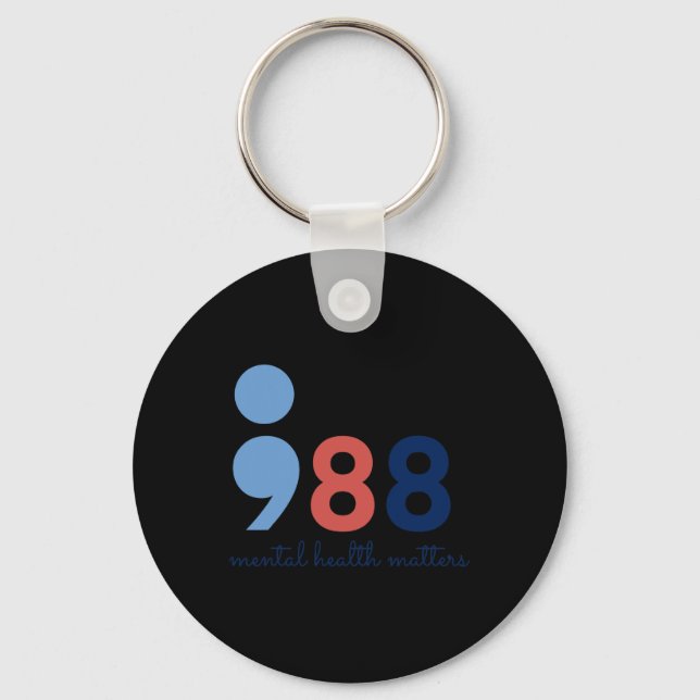 Health Problems Semicolon Suicide Hotline Preventi Keychain (Front)