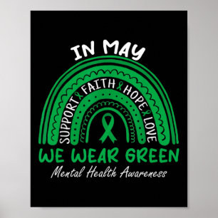 Health Problems We Wear Green Mental Health Awaren Poster