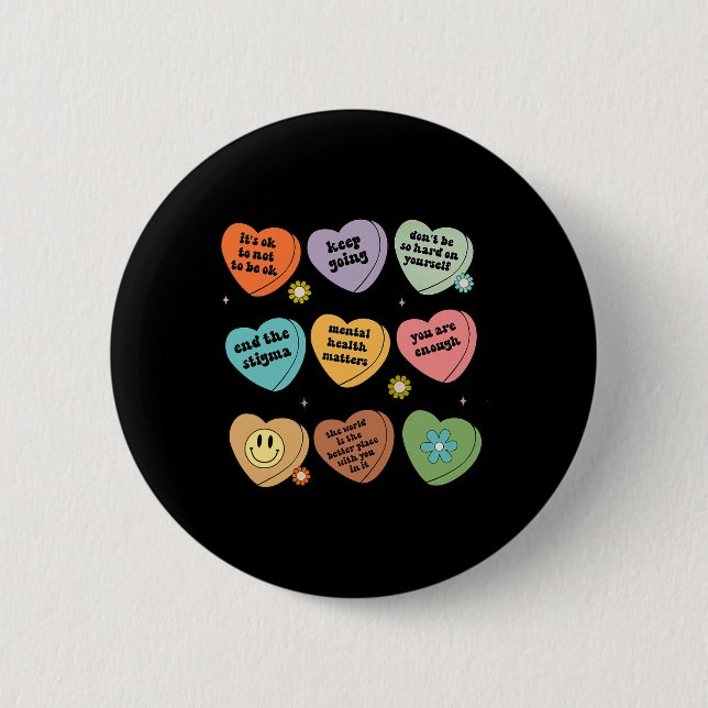 Health Problems You Are Enough Self Care Awareness Button (Front)