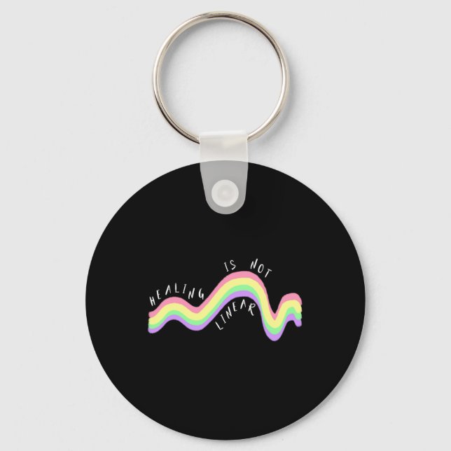 Health Quote Healing Is Not Linear Rainbow  Keychain (Front)