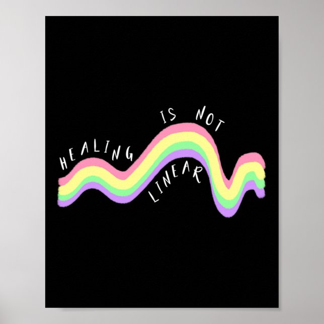 Health Quote Healing Is Not Linear Rainbow  Poster (Front)