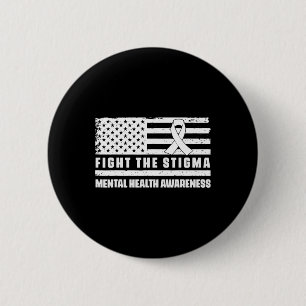 Health Ribbon Usa Flag We Wear Green Mental Health Button
