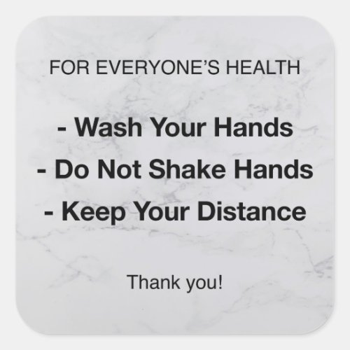 Health Rules  Disease Prevention Square Sticker