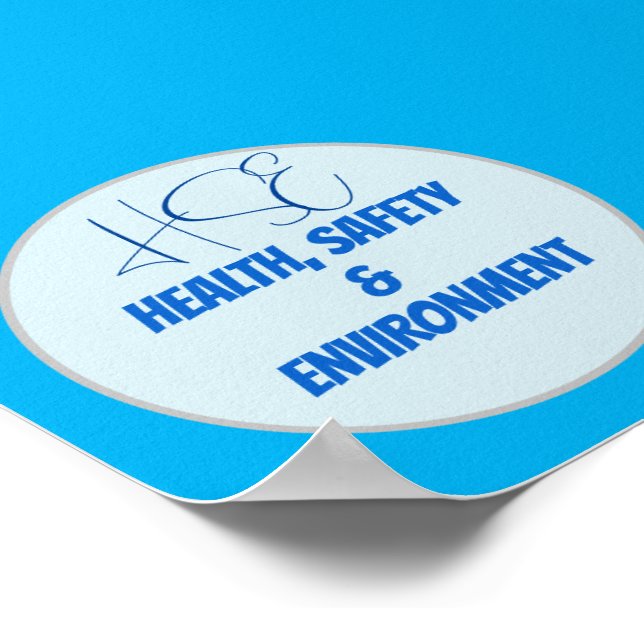 Health Safety Environment Minimalistic Design Blue Poster (Corner)