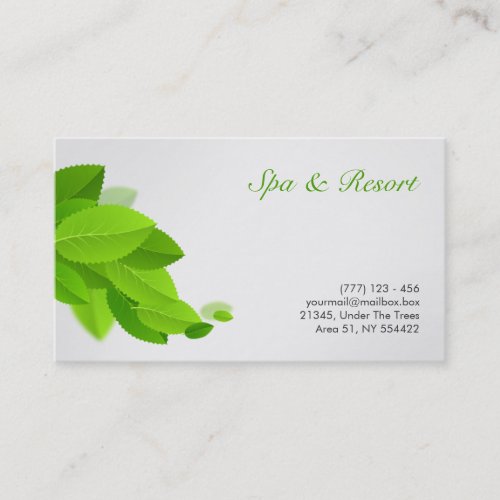 health spa and beauty business card