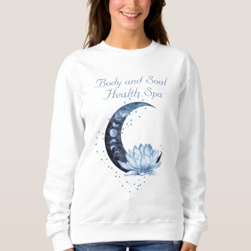 Health Spa Business Blue Lotus Flower Moon Sweatshirt