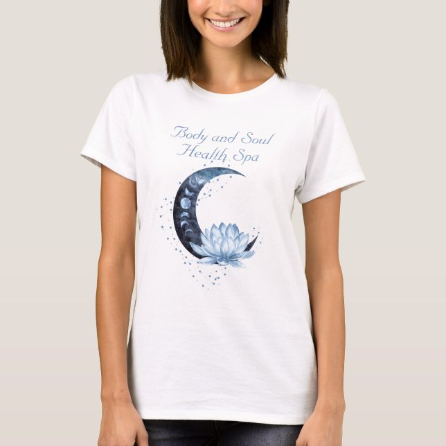 Health Spa Business Blue Lotus Flower Moon  T-Shirt (Front)