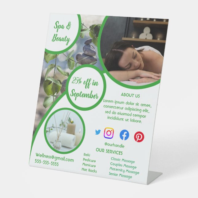health spa poster flyer wellness center gym fit pedestal sign (Front)