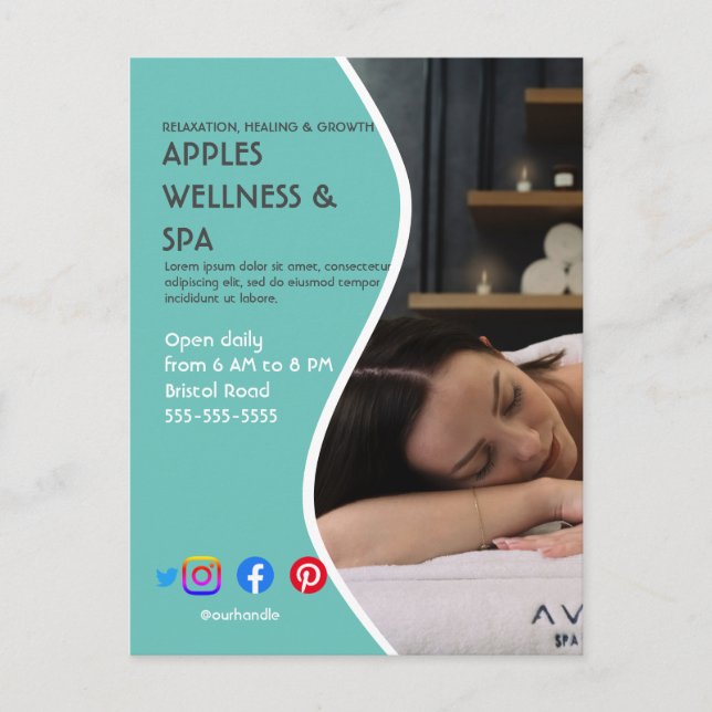 health spa poster flyer wellness center gym fit ta postcard (Front)