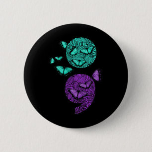 Health Suicide Awareness Semicolon Butterflies Button